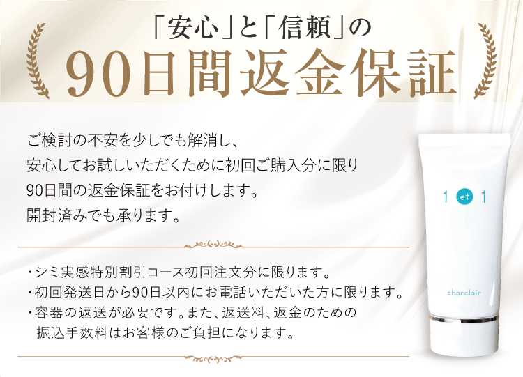 「安心」と「信頼」の90日間返金保証